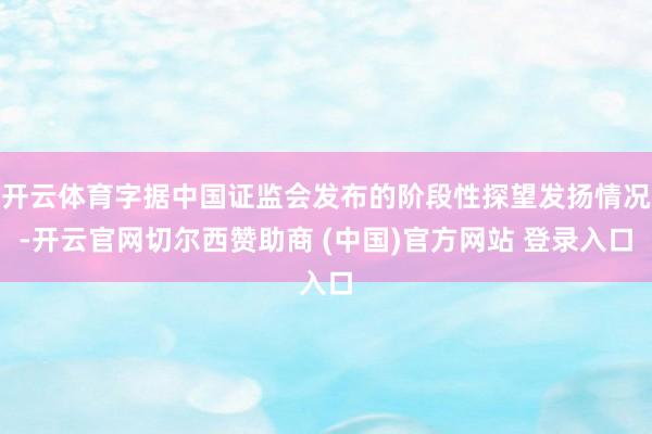 开云体育字据中国证监会发布的阶段性探望发扬情况-开云官网切尔西赞助商 (中国)官方网站 登录入口
