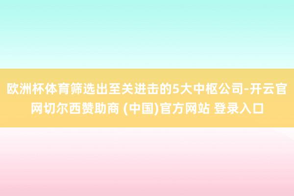 欧洲杯体育筛选出至关进击的5大中枢公司-开云官网切尔西赞助商 (中国)官方网站 登录入口